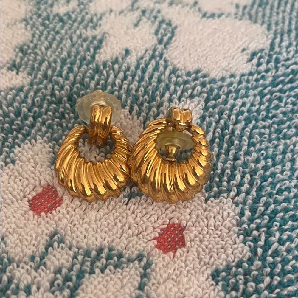 Napier vintage pierced earrings, gold tone